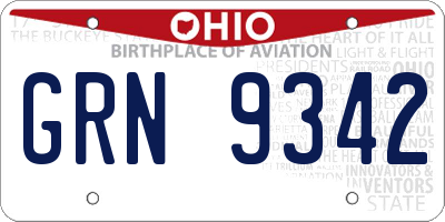 OH license plate GRN9342