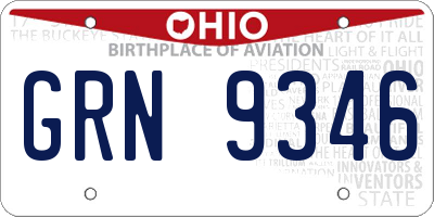 OH license plate GRN9346
