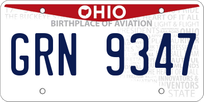 OH license plate GRN9347