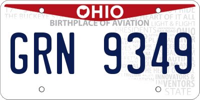 OH license plate GRN9349