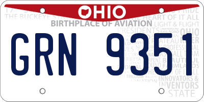 OH license plate GRN9351