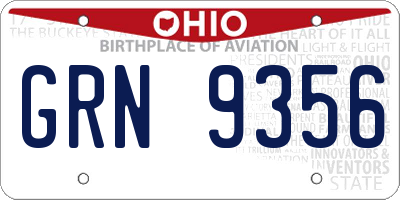 OH license plate GRN9356