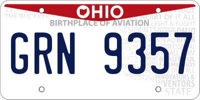 OH license plate GRN9357