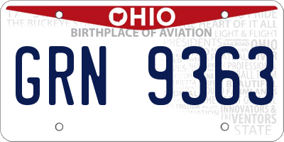 OH license plate GRN9363