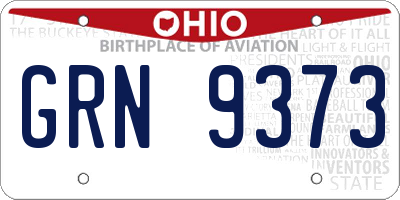 OH license plate GRN9373
