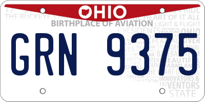 OH license plate GRN9375
