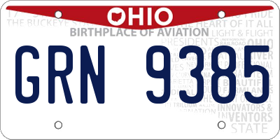 OH license plate GRN9385