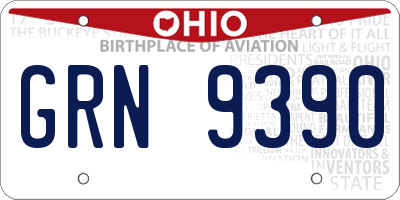 OH license plate GRN9390