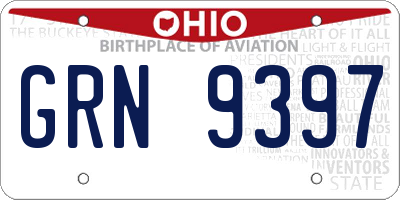 OH license plate GRN9397