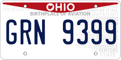 OH license plate GRN9399