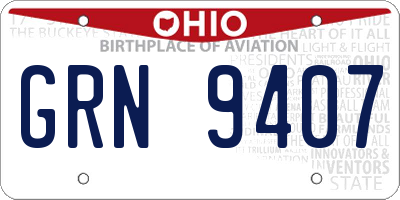 OH license plate GRN9407