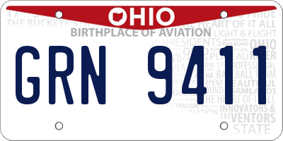OH license plate GRN9411