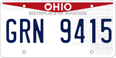 OH license plate GRN9415