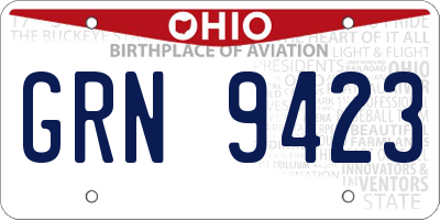 OH license plate GRN9423
