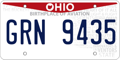 OH license plate GRN9435