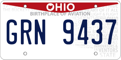 OH license plate GRN9437