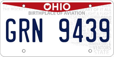 OH license plate GRN9439