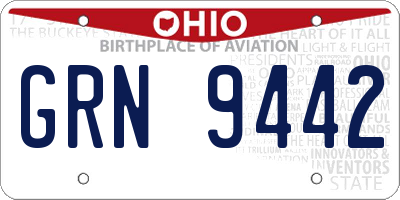OH license plate GRN9442