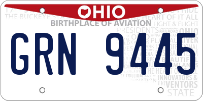 OH license plate GRN9445