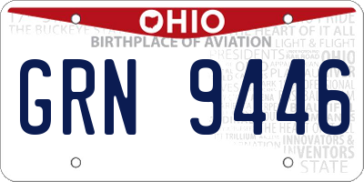 OH license plate GRN9446