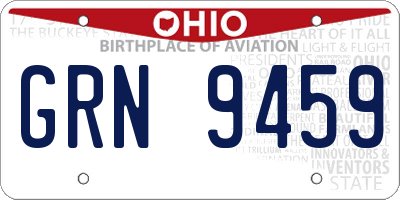 OH license plate GRN9459