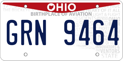 OH license plate GRN9464