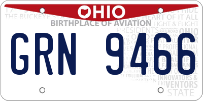 OH license plate GRN9466