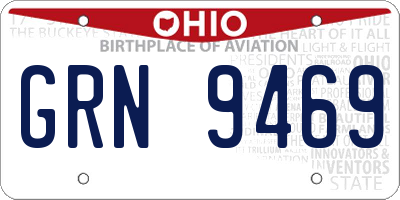 OH license plate GRN9469