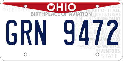 OH license plate GRN9472