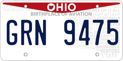 OH license plate GRN9475