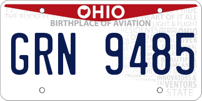 OH license plate GRN9485