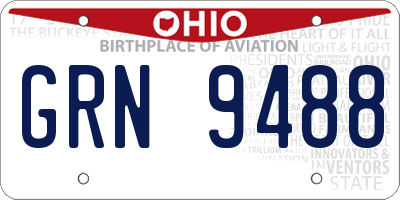 OH license plate GRN9488