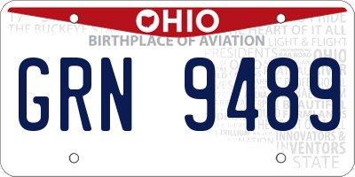 OH license plate GRN9489