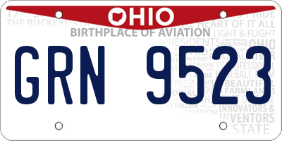 OH license plate GRN9523