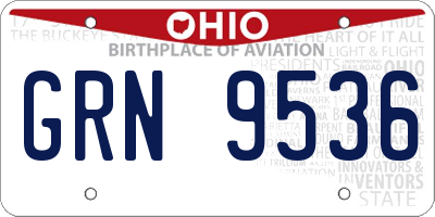 OH license plate GRN9536