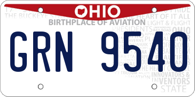 OH license plate GRN9540