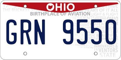 OH license plate GRN9550