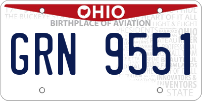 OH license plate GRN9551