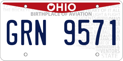 OH license plate GRN9571