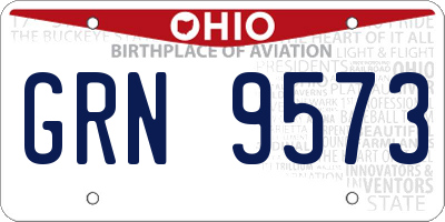 OH license plate GRN9573