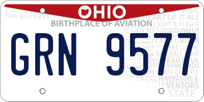 OH license plate GRN9577