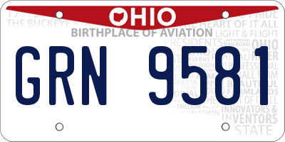 OH license plate GRN9581