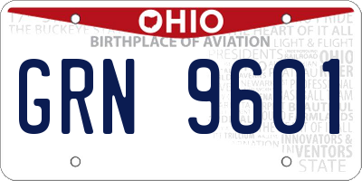 OH license plate GRN9601