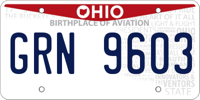 OH license plate GRN9603
