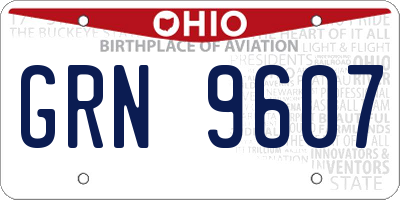 OH license plate GRN9607