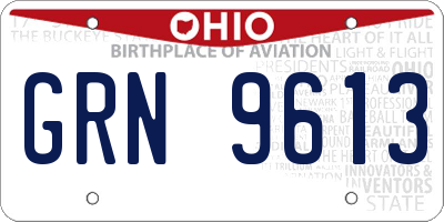 OH license plate GRN9613