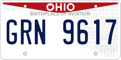 OH license plate GRN9617