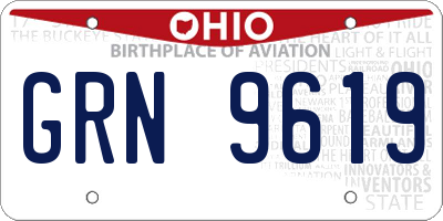 OH license plate GRN9619