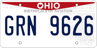 OH license plate GRN9626