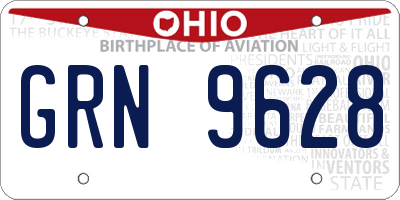 OH license plate GRN9628